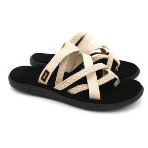 Teva Voya Infinity Sandals Womens 10 Beige Criss Cross Strappy Comfort Shoes